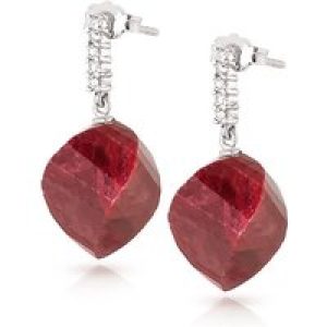 Ruby & Diamond Avery Dimensional Stud Drop Earrings in 9ct White Gold