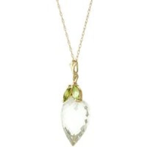 White Topaz & Peridot Palermo Charm Pendant Necklace in 9ct Gold