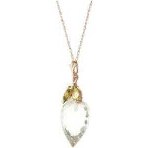White Topaz & Peridot Palermo Charm Pendant Necklace in 9ct Rose Gold