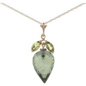 Green Amethyst & Peridot Palermo Charm Pendant Necklace in 9ct Rose Gold