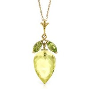 Lemon Quartz & Peridot Palermo Charm Pendant Necklace in 9ct Gold