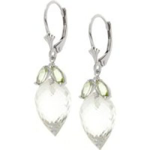 White Topaz & Peridot Astrid Charm Drop Earrings in 9ct White Gold