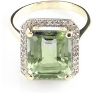 Green Amethyst & Diamond Lilibet Signature Halo Ring in 18ct Gold