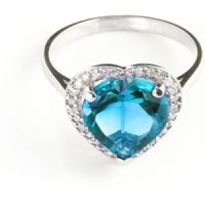 Blue Topaz & Diamond Melody Signature Halo Ring in 18ct White Gold