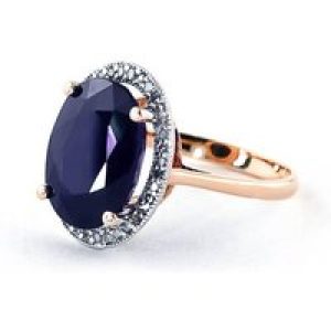 Sapphire & Diamond Eve Halo Ring in 9ct Rose Gold