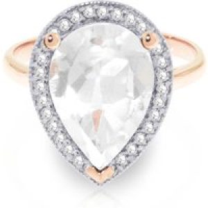 White Topaz & Diamond Cosima Signature Halo Ring in 18ct Rose Gold