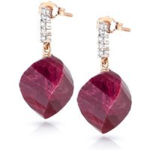 Ruby & Diamond Avery Dimensional Stud Drop Earrings in 9ct Rose Gold