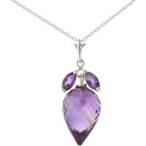 Amethyst Palermo Charm Pendant Necklace in 9ct White Gold