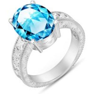 Blue Topaz Genevieve Statement Ring in 9ct White Gold
