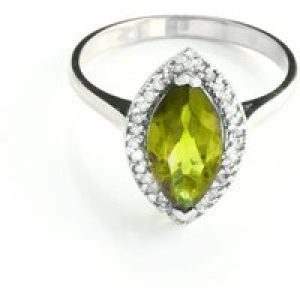 Peridot & Diamond Ivanna Halo Ring in 18ct White Gold