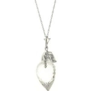 White Topaz Palermo Charm Pendant Necklace in 9ct White Gold