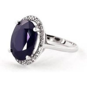 Sapphire & Diamond Eve Halo Ring in 9ct White Gold