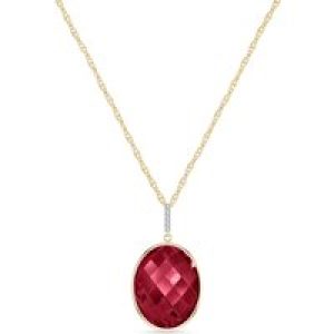 Ruby & Diamond Aleana Embellished Drop Pendant Necklace in 9ct Gold