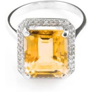 Citrine & Diamond Lilibet Signature Halo Ring in 18ct White Gold
