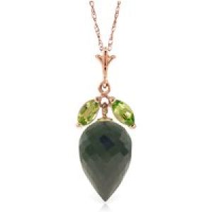 Spinel & Peridot Palermo Charm Pendant Necklace in 9ct Rose Gold