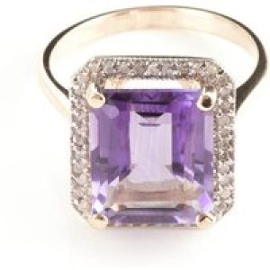 Amethyst & Diamond Lilibet Signature Halo Ring in 18ct Rose Gold