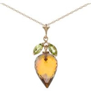 Citrine & Peridot Palermo Charm Pendant Necklace in 9ct Rose Gold