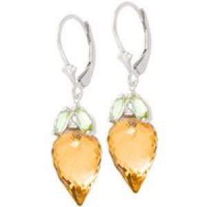 Citrine & Peridot Astrid Charm Drop Earrings in 9ct White Gold