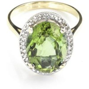 Green Amethyst & Diamond Eve Halo Ring in 18ct Gold