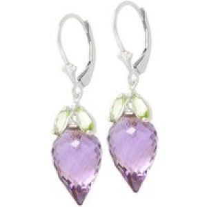 Amethyst & Peridot Astrid Charm Drop Earrings in 9ct White Gold