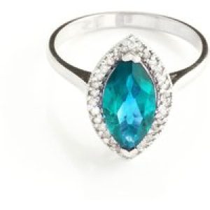 Blue Topaz & Diamond Ivanna Halo Ring in 18ct White Gold