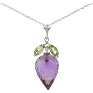 Amethyst & Peridot Palermo Charm Pendant Necklace in 9ct White Gold