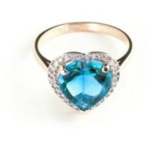 Blue Topaz & Diamond Melody Signature Halo Ring in 18ct Rose Gold