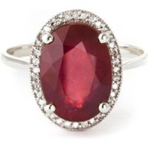 Ruby & Diamond Eve Halo Engagement Ring in 18ct White Gold