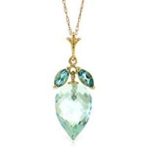 Blue Topaz Palermo Charm Pendant Necklace in 9ct Gold