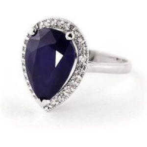 Sapphire & Diamond Cosima Signature Halo Ring in 18ct White Gold
