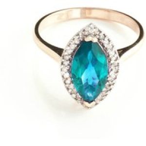 Blue Topaz & Diamond Ivanna Halo Ring in 18ct Rose Gold