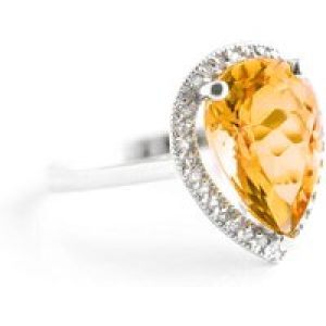Citrine & Diamond Cosima Signature Halo Ring in 18ct White Gold