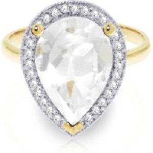 White Topaz & Diamond Cosima Signature Halo Ring in 18ct Gold