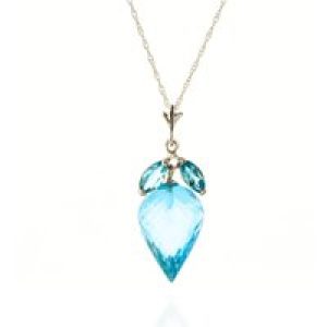Blue Topaz Palermo Charm Pendant Necklace in 9ct White Gold