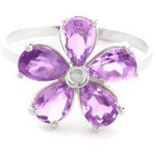 Amethyst & Diamond Annabella Blooming Flower Ring in 18ct White Gold