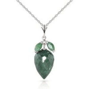 Emerald Palermo Charm Pendant Necklace in 9ct White Gold