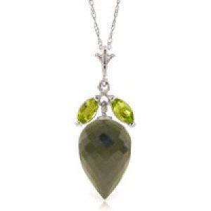 Spinel & Peridot Palermo Charm Pendant Necklace in 9ct White Gold