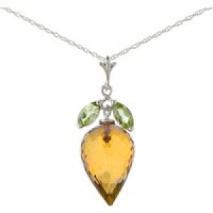 Citrine & Peridot Palermo Charm Pendant Necklace in 9ct White Gold
