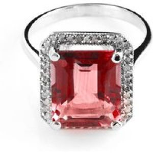 Garnet & Diamond Lilibet Signature Halo Ring in 18ct White Gold