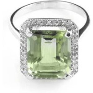 Green Amethyst & Diamond Lilibet Signature Halo Ring in 18ct White Gold