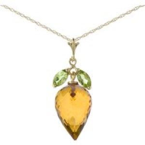 Citrine & Peridot Palermo Charm Pendant Necklace in 9ct Gold