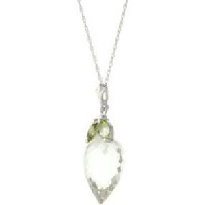 White Topaz & Peridot Palermo Charm Pendant Necklace in 9ct White Gold