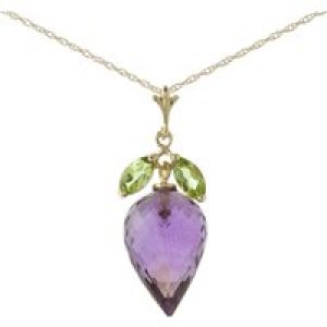 Amethyst & Peridot Palermo Charm Pendant Necklace in 9ct Gold