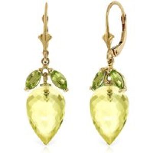 Lemon Quartz & Peridot Astrid Charm Drop Earrings in 9ct Gold