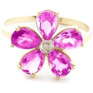 Pink Topaz & Diamond Annabella Blooming Flower Ring in 18ct Gold