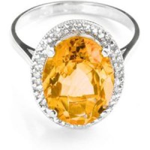 Citrine & Diamond Eve Halo Ring in 18ct White Gold