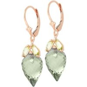 Green Amethyst & Peridot Astrid Charm Drop Earrings in 9ct Rose Gold