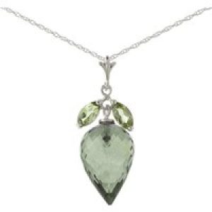 Green Amethyst & Peridot Palermo Charm Pendant Necklace in 9ct White Gold