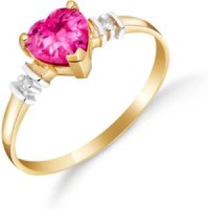 Pink Topaz & Diamond Adelia Classic Heart Ring in 18ct Gold