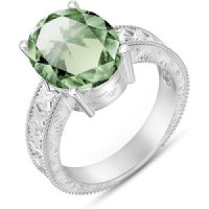 Green Amethyst Genevieve Statement Ring in 18ct White Gold